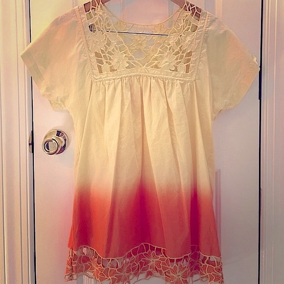 Anthropologie Tops - Chelsea & Violet ombré Tunic w/ crochet lace yellow orange gradient Anthro